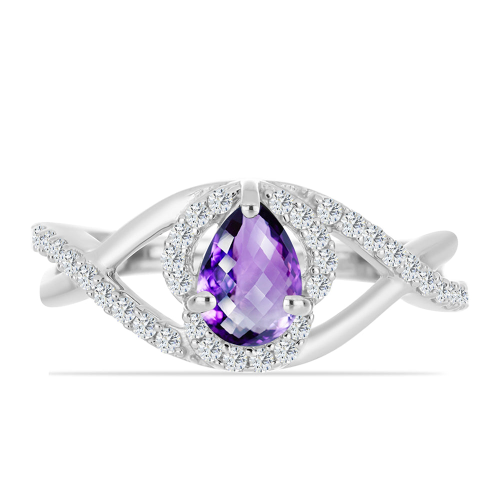 Inel din Argint 925 ( 2.26 grame ) cu Ametist Marocan și Topaz Alb 0.91 Carate