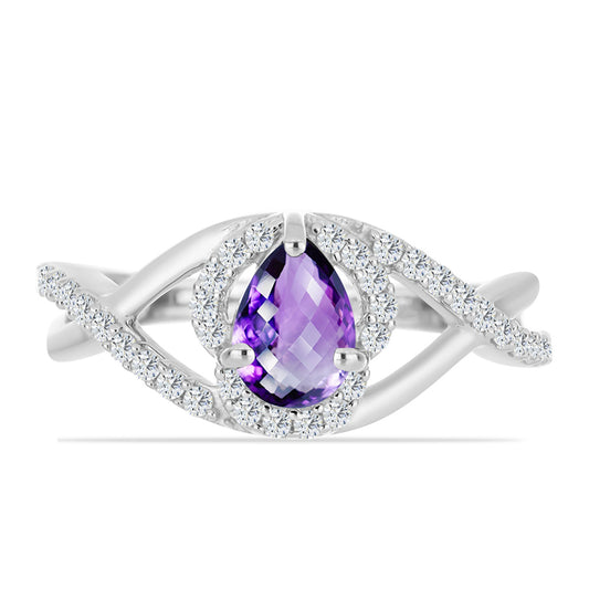 Inel din Argint 925 ( 2.26 grame ) cu Ametist Marocan și Topaz Alb 0.91 Carate