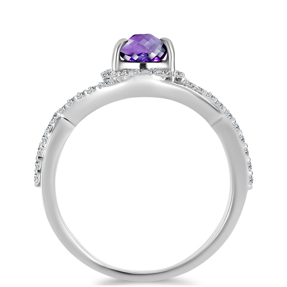 Inel din Argint 925 ( 2.26 grame ) cu Ametist Marocan și Topaz Alb 0.91 Carate 2 