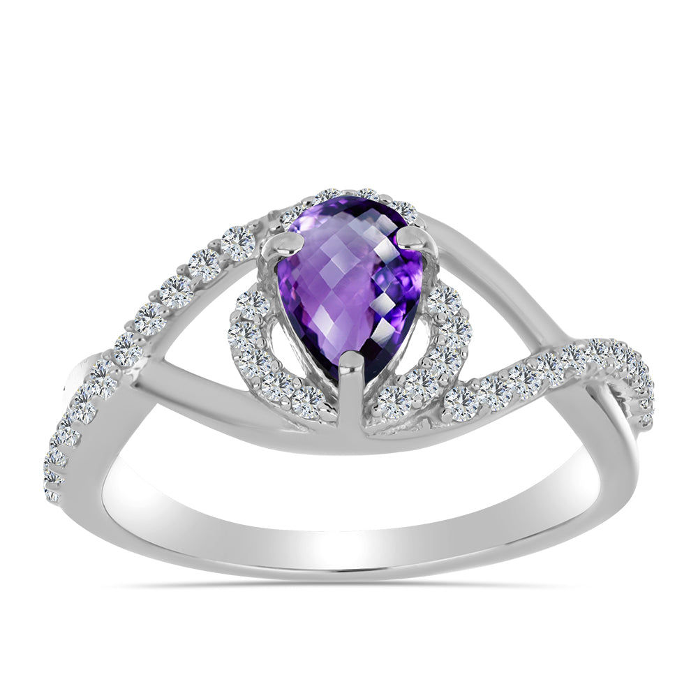 Inel din Argint 925 ( 2.26 grame ) cu Ametist Marocan și Topaz Alb 0.91 Carate 3 