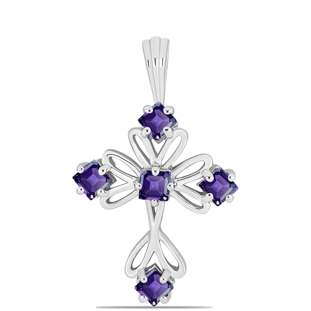 Cruce Pandantiv din Argint 925 ( 1.73 grame ) cu Ametist Marocan 0.71 Carate