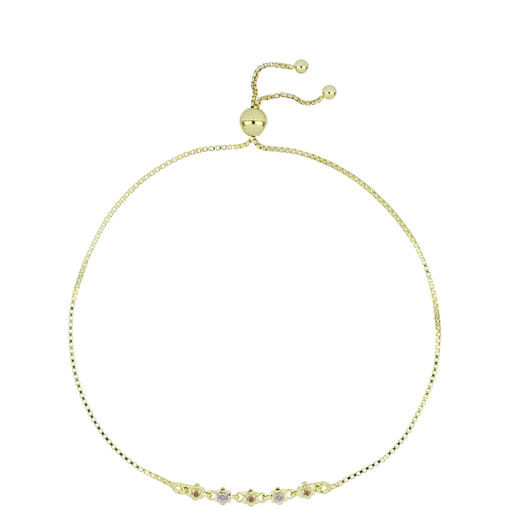 Brățară din Argint 925 Placat cu Aur ( 2.75 grame ) cu Diamant de culoarea Șampaniei și Diamant Alb 0.08 Carate