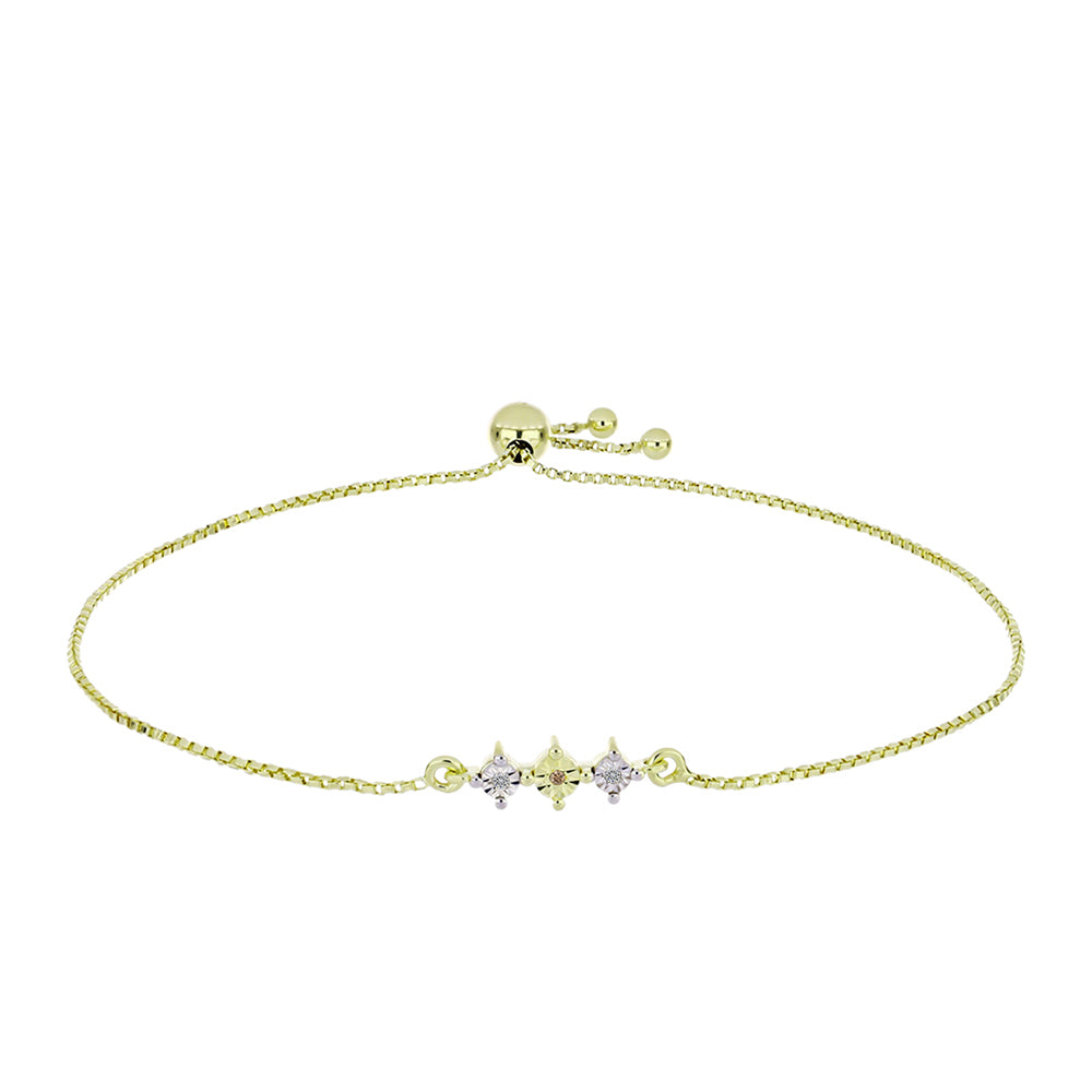 Brățară din Argint 925 Placat cu Aur ( 2.63 grame ) cu Diamant de culoarea Șampaniei și Diamant Alb 0.02 Carate 1 
