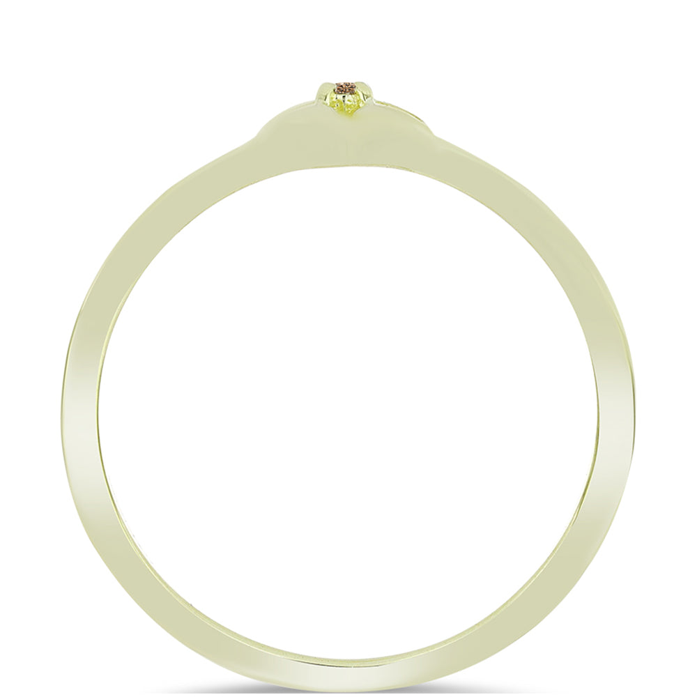 Inel din Argint 925 Placat cu Aur ( 1.45 grame ) cu Diamant de culoarea Șampaniei 0.02 Carate 2 