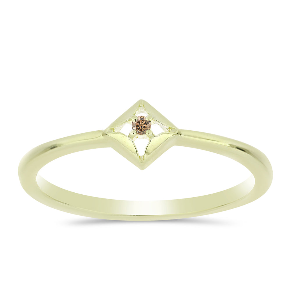 Inel din Argint 925 Placat cu Aur ( 1.45 grame ) cu Diamant de culoarea Șampaniei 0.02 Carate