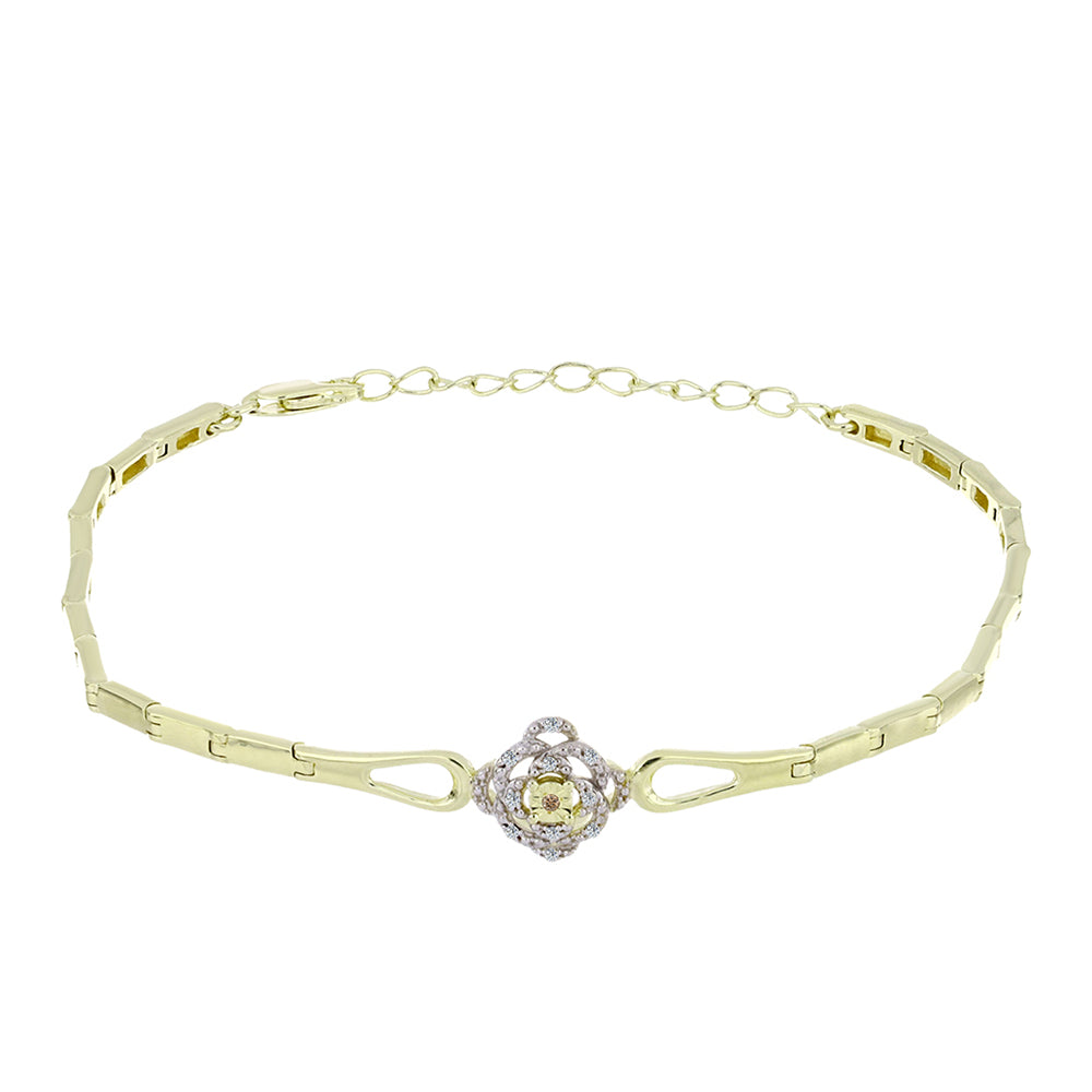 Brățară din Argint 925 Placat cu Aur ( 7.15 grame ) cu Diamant de culoarea Șampaniei și Diamant Alb 0.06 Carate 1 
