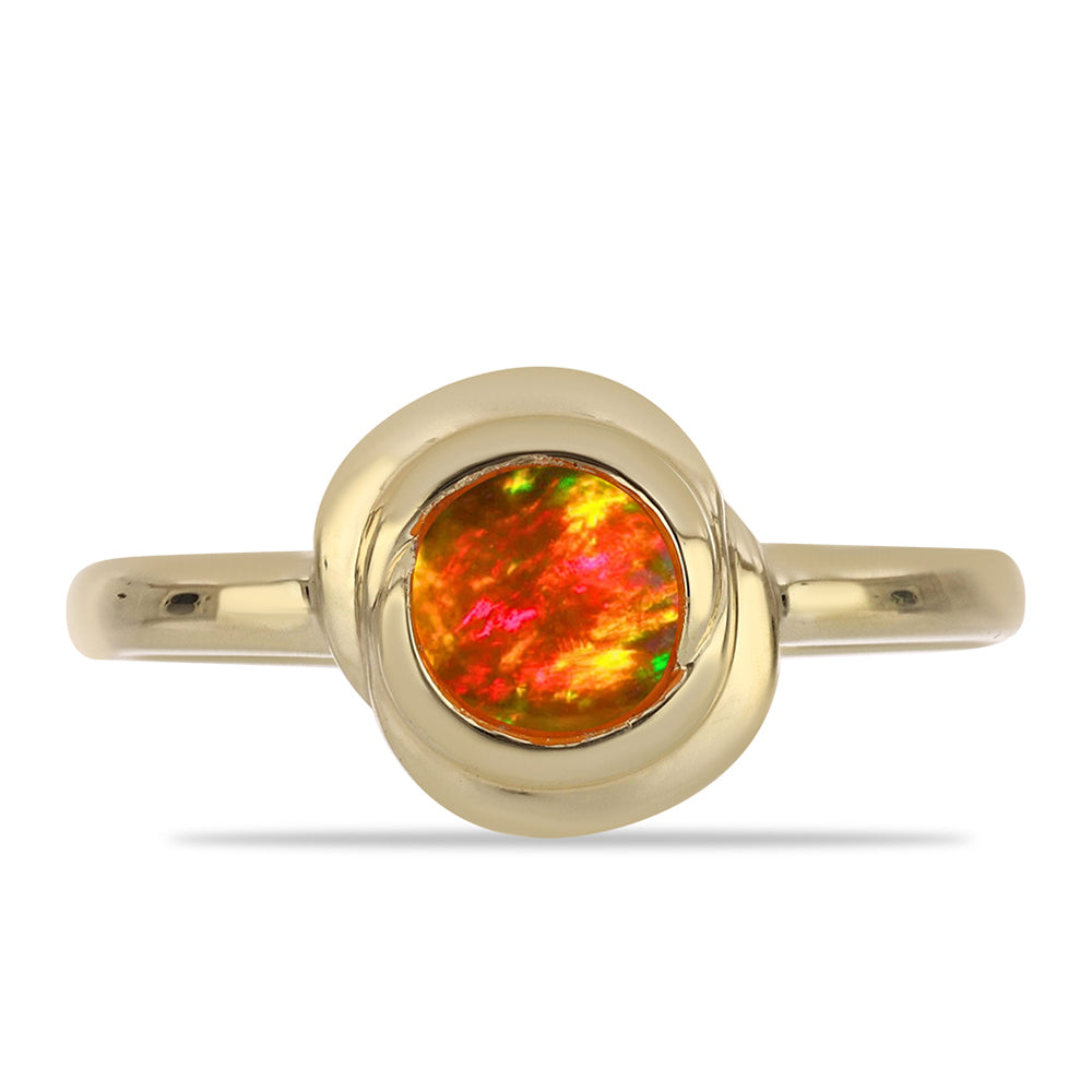 Inel din Argint 925 Placat cu Aur ( 2.26 grame ) cu Opal de Foc American 0.35 Carate 1 