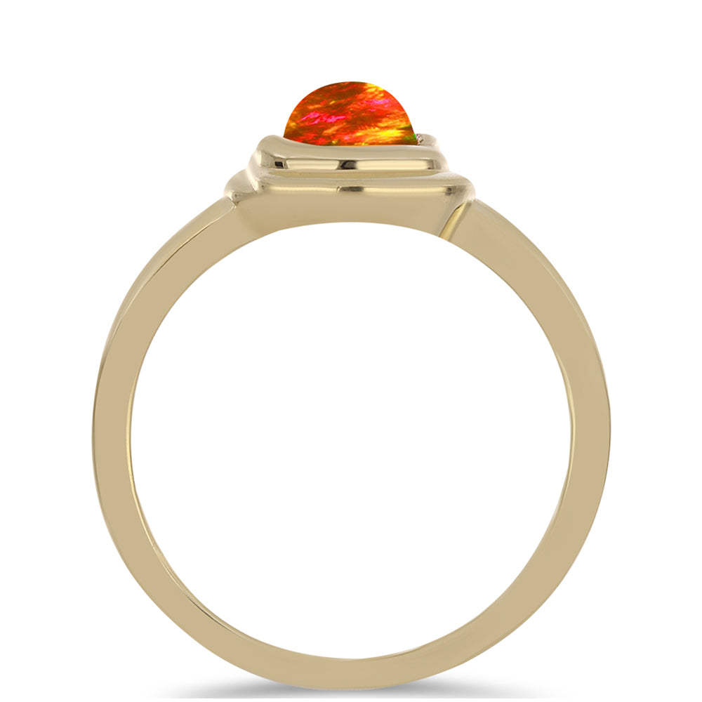 Inel din Argint 925 Placat cu Aur ( 2.26 grame ) cu Opal de Foc American 0.35 Carate 2 