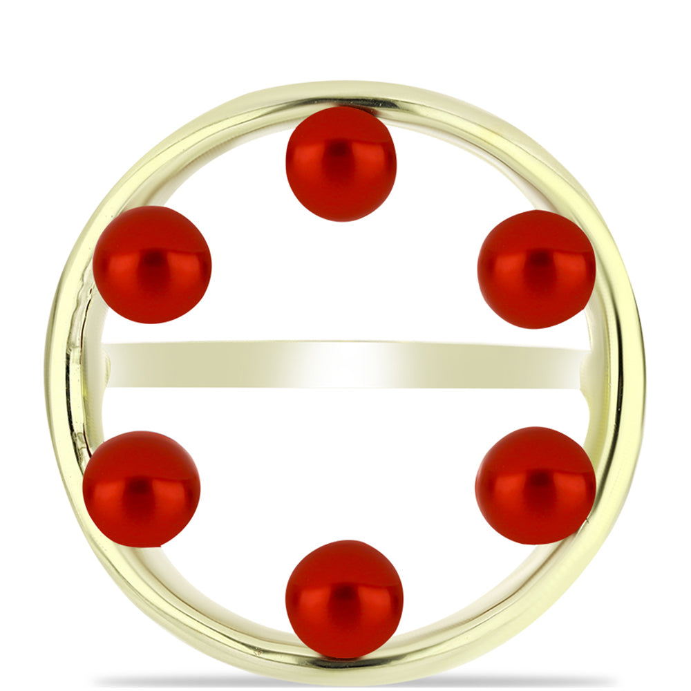 Inel din Argint 925 Placat cu Aur ( 2.96 grame ) cu Perlă de apă dulce roșie 2.5 Carate