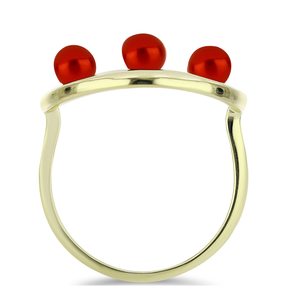 Inel din Argint 925 Placat cu Aur ( 2.96 grame ) cu Perlă de apă dulce roșie 2.5 Carate