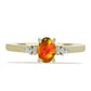 Inel din Argint 925 Placat cu Aur ( 2.09 grame ) cu Opal de Foc American și Zircon Alb 0.59 Carate