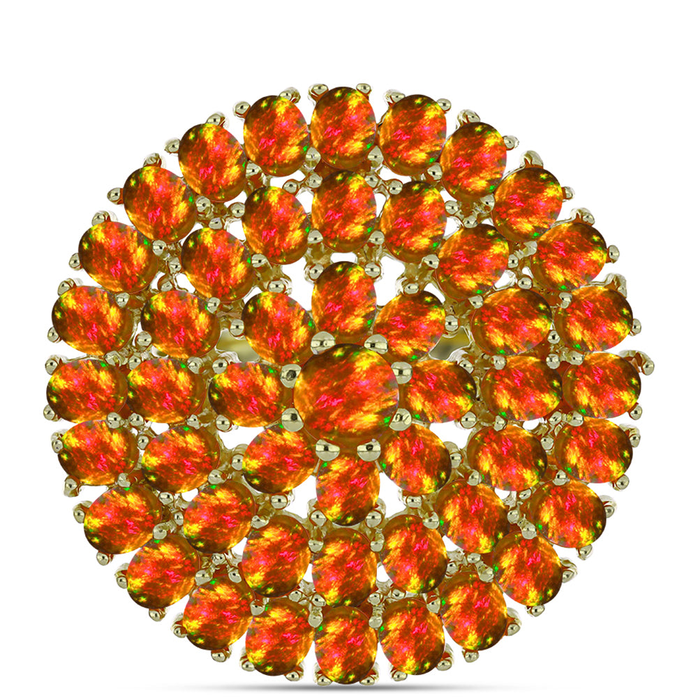 Inel din Argint 925 Placat cu Aur ( 8.74 grame ) cu Opal de Foc American 6.36 Carate 1 
