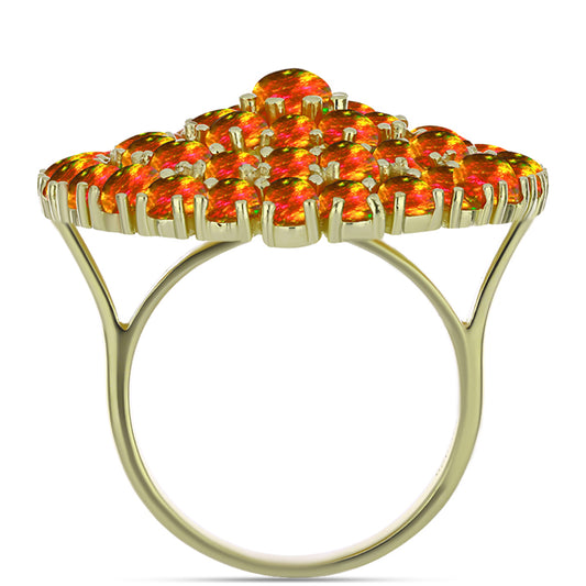Inel din Argint 925 Placat cu Aur ( 8.74 grame ) cu Opal de Foc American 6.36 Carate