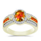 Inel din Argint 925 Placat cu Aur ( 5.02 grame ) cu Opal de Foc American și Topaz Alb 1.46 Carate