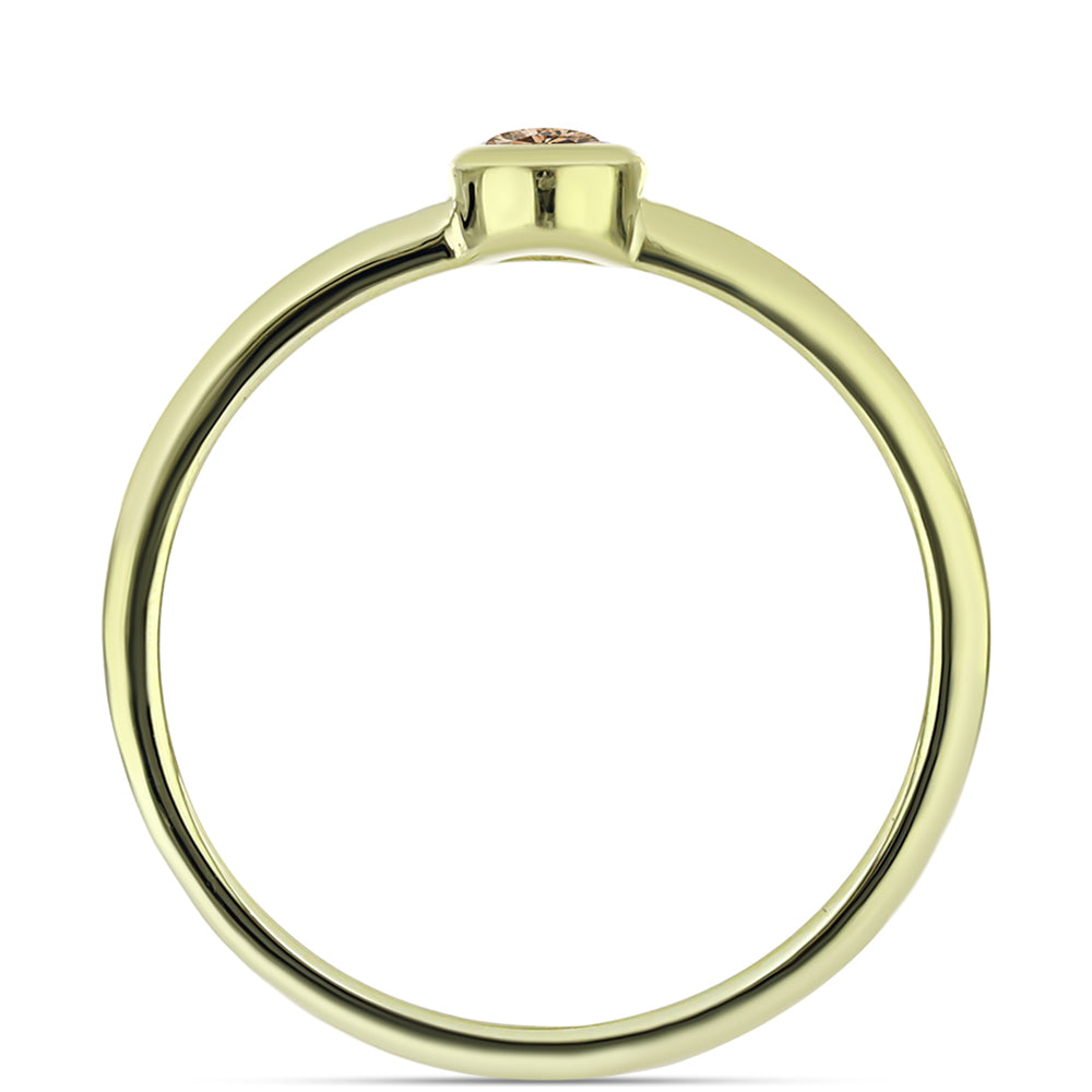 Inel din Argint 925 Placat cu Aur ( 1.79 grame ) cu Diamant de culoarea Șampaniei 0.12 Carate 2 
