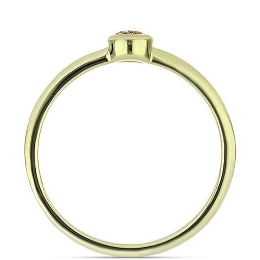 Inel din Argint 925 Placat cu Aur ( 1.79 grame ) cu Diamant de culoarea Șampaniei 0.12 Carate