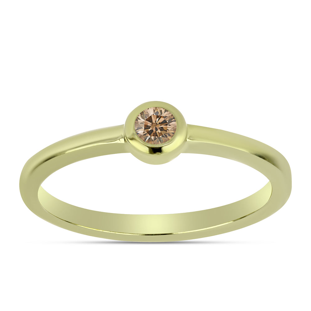 Inel din Argint 925 Placat cu Aur ( 1.79 grame ) cu Diamant de culoarea Șampaniei 0.12 Carate