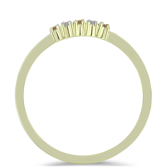 Inel din Argint 925 Placat cu Aur ( 1.33 grame ) cu Diamant de culoarea Șampaniei și Diamant Alb 0.09 Carate