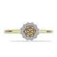 Inel din Argint 925 Placat cu Aur ( 1.74 grame ) cu Diamant de culoarea Șampaniei și Diamant Alb 0.29 Carate