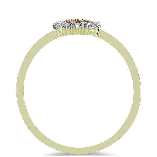 Inel din Argint 925 Placat cu Aur ( 1.74 grame ) cu Diamant de culoarea Șampaniei și Diamant Alb 0.29 Carate