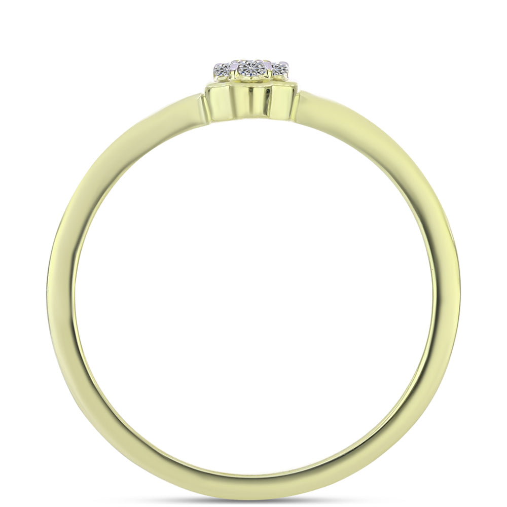 Inel din Argint 925 Placat cu Aur ( 1.86 grame ) cu Diamant de culoarea Șampaniei și Diamant Alb 0.07 Carate