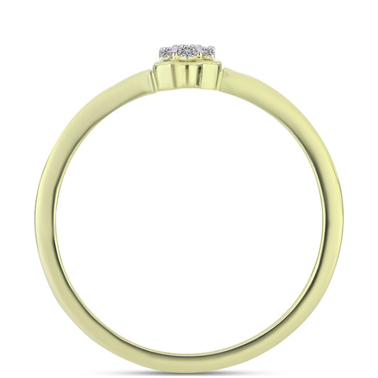 Inel din Argint 925 Placat cu Aur ( 1.86 grame ) cu Diamant de culoarea Șampaniei și Diamant Alb 0.07 Carate