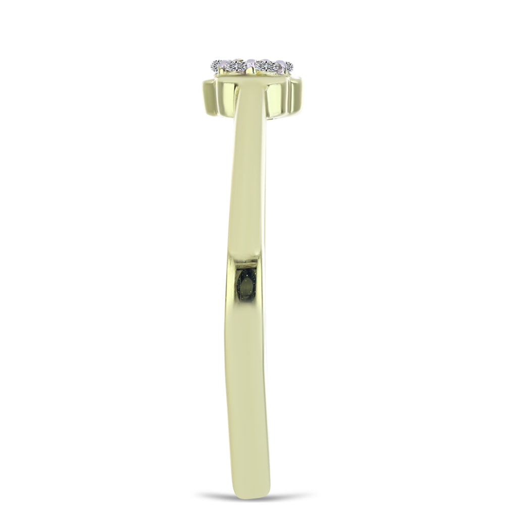 Inel din Argint 925 Placat cu Aur ( 1.86 grame ) cu Diamant de culoarea Șampaniei și Diamant Alb 0.07 Carate 4 