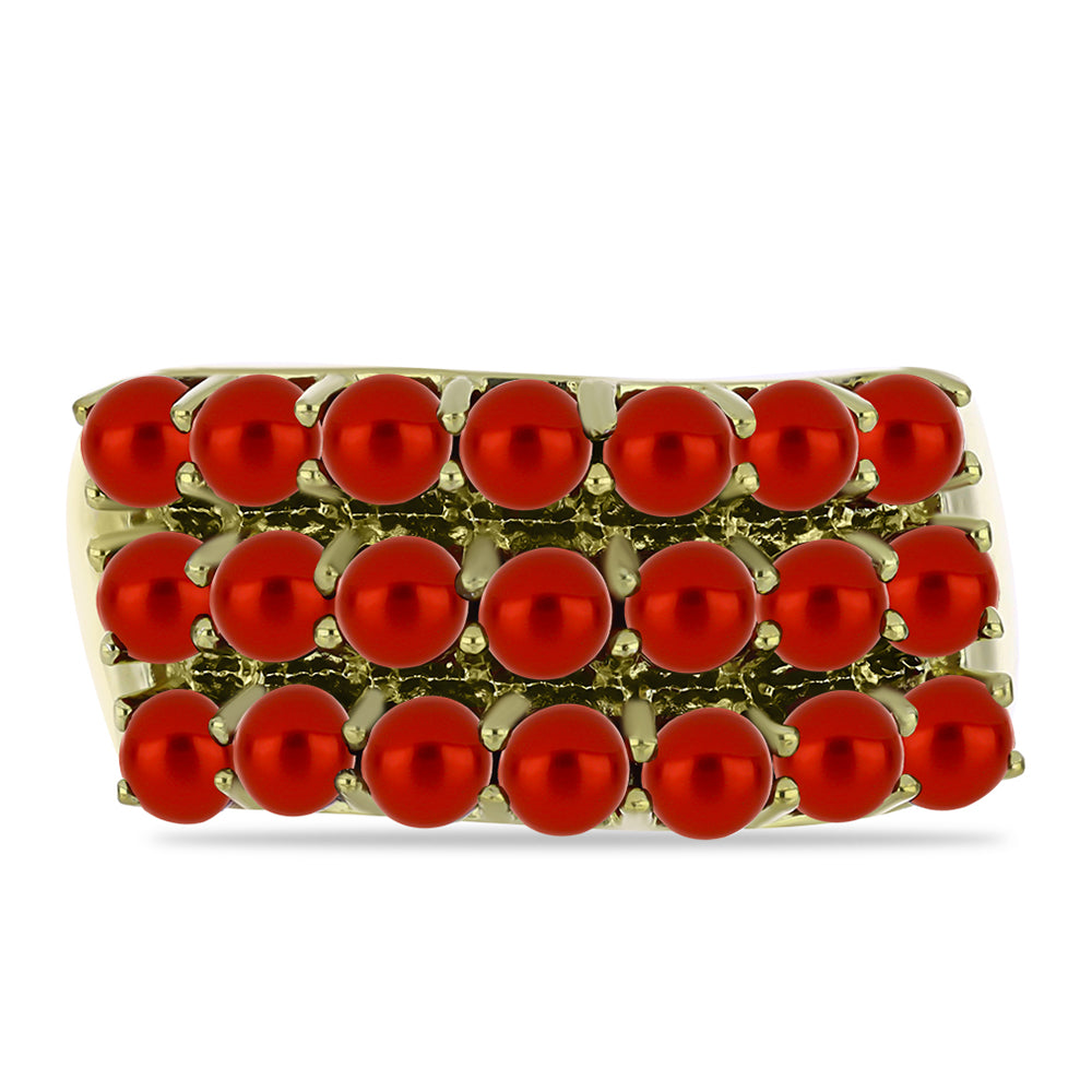 Inel din Argint 925 Placat cu Aur ( 4.47 grame ) cu Perlă de apă dulce roșie 3.76 Carate 1 