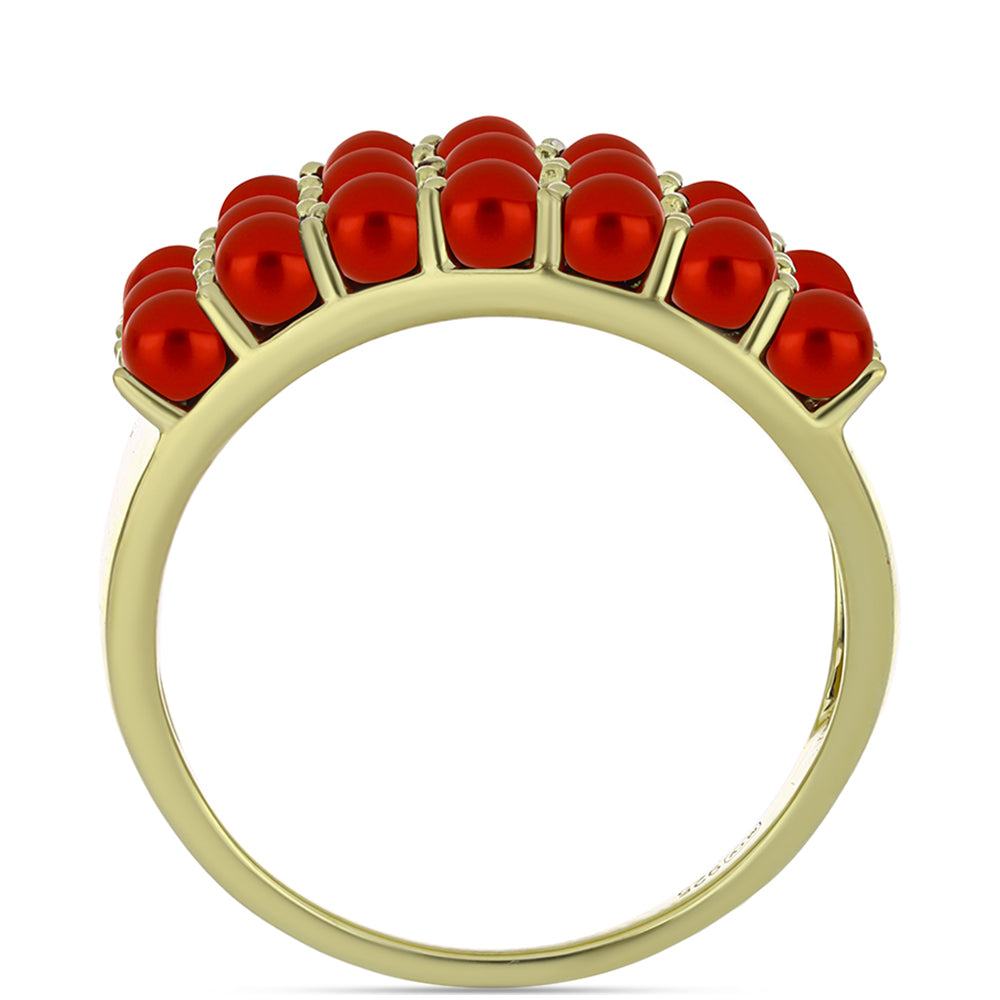 Inel din Argint 925 Placat cu Aur ( 4.47 grame ) cu Perlă de apă dulce roșie 3.76 Carate