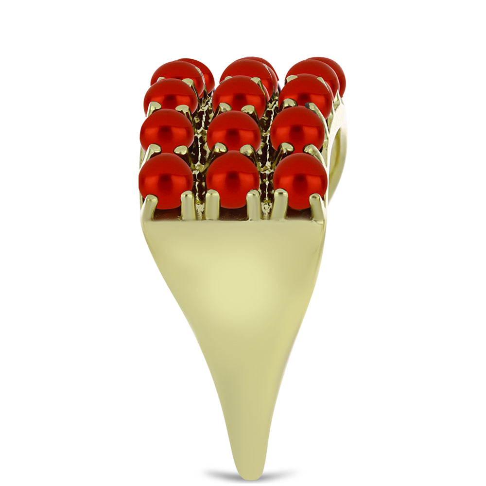 Inel din Argint 925 Placat cu Aur ( 4.47 grame ) cu Perlă de apă dulce roșie 3.76 Carate 4 