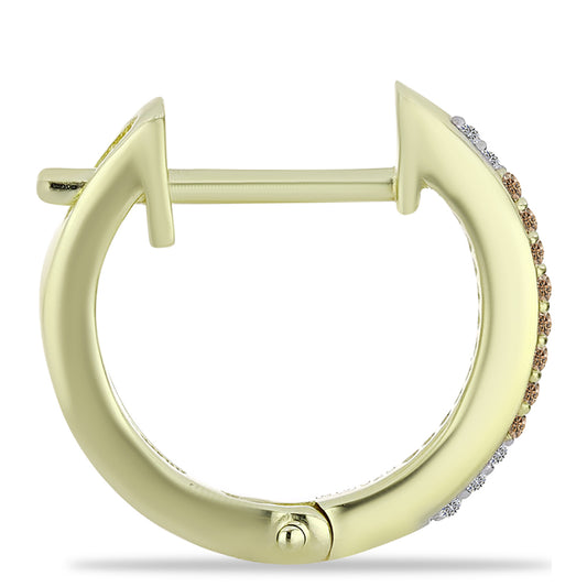 Cercei din Argint 925 Placat cu Aur ( 3.22 grame ) cu Diamant de culoarea Șampaniei și Diamant Alb 0.21 Carate