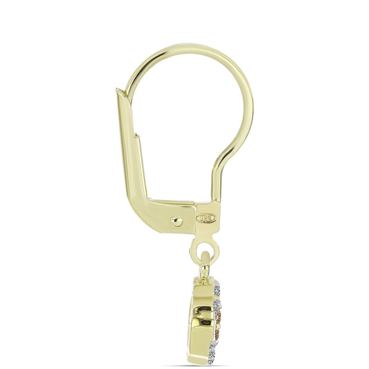 Cercei din Argint 925 Placat cu Aur ( 1.74 grame ) cu Diamant de culoarea Șampaniei și Diamant Alb 0.27 Carate