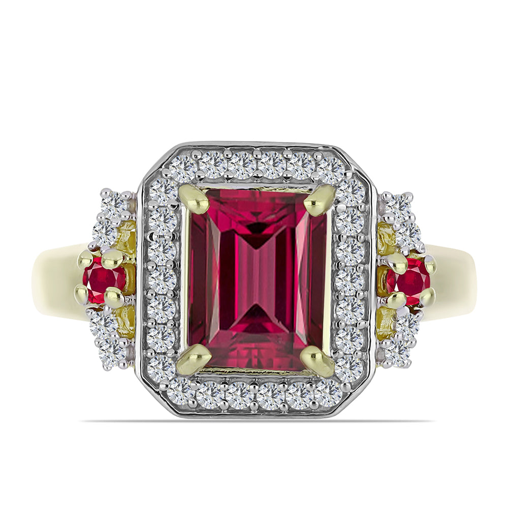 Inel din Argint 925 Placat cu Aur ( 4.07 grame ) cu Rubin Malagasy și Topaz Alb 2.62 Carate 1 