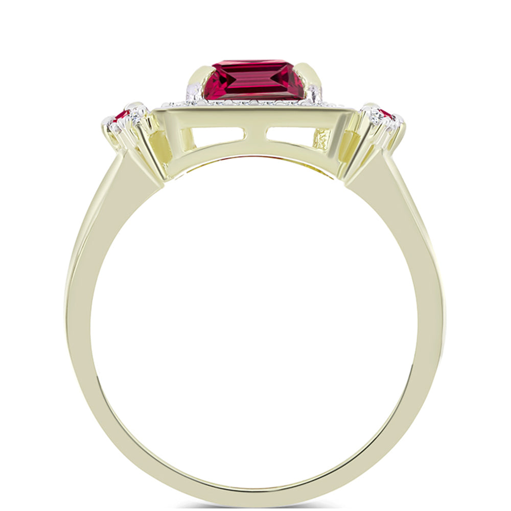 Inel din Argint 925 Placat cu Aur ( 4.07 grame ) cu Rubin Malagasy și Topaz Alb 2.62 Carate 2 