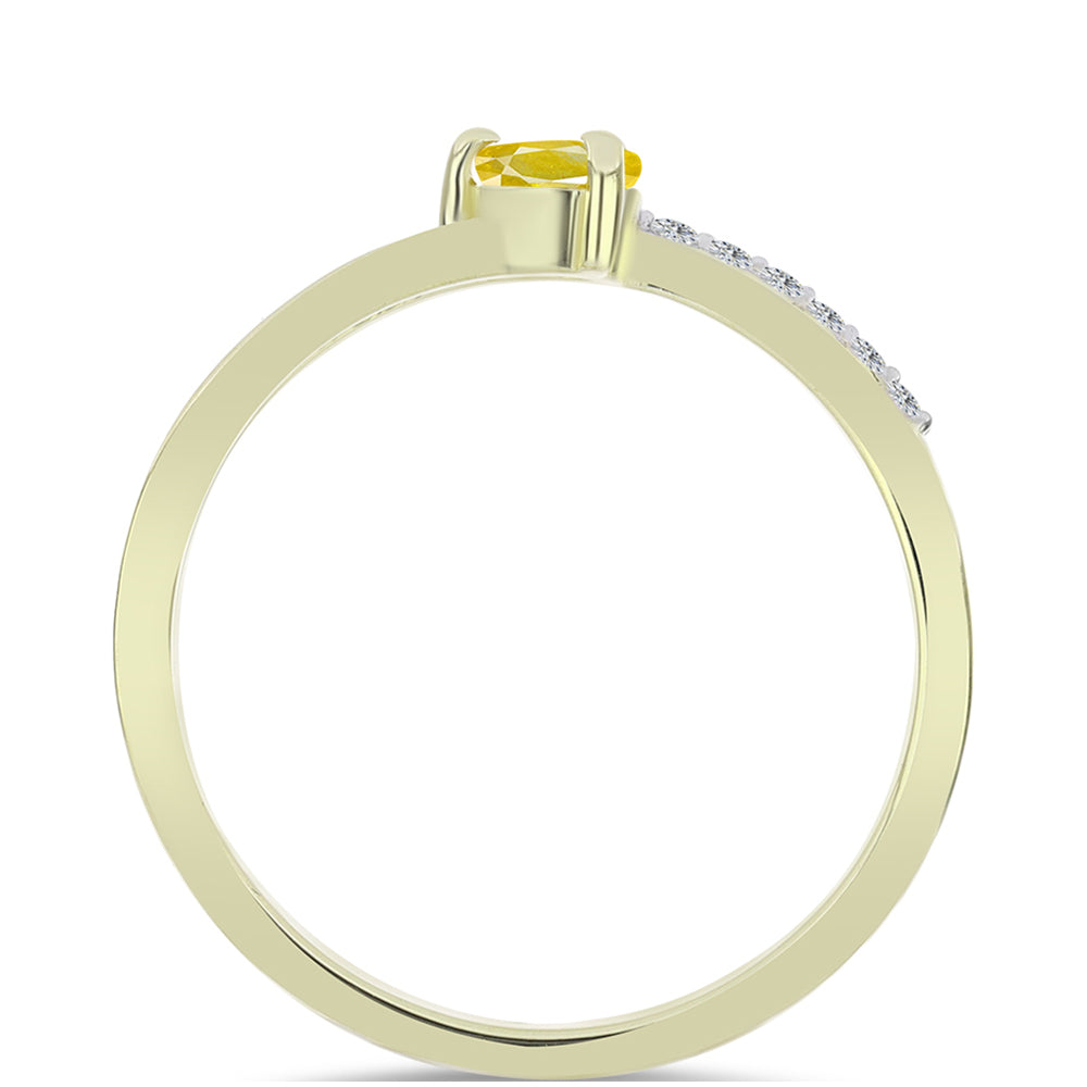 Inel din Argint 925 Placat cu Aur ( 1.53 grame ) cu Safir Rosebery Galben și Topaz Alb 0.38 Carate 3 