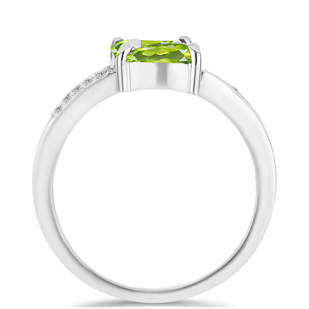 Inel din Argint 925 ( 2.65 grame ) cu Peridot Changbai și Topaz Alb 1.56 Carate 3 