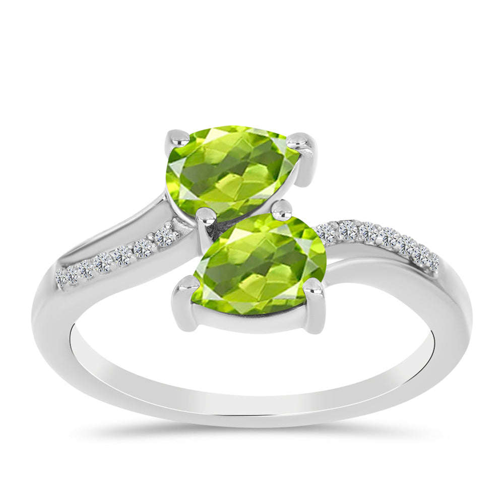 Inel din Argint 925 ( 2.65 grame ) cu Peridot Changbai și Topaz Alb 1.56 Carate 1 