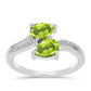 Inel din Argint 925 ( 2.65 grame ) cu Peridot Changbai și Topaz Alb 1.56 Carate