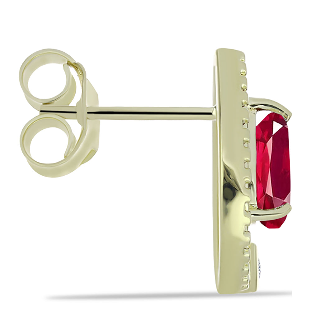 Cercei din Argint 925 Placat cu Aur ( 2.4 grame ) cu Rubin Malagasy și Topaz Alb 1.95 Carate 2 