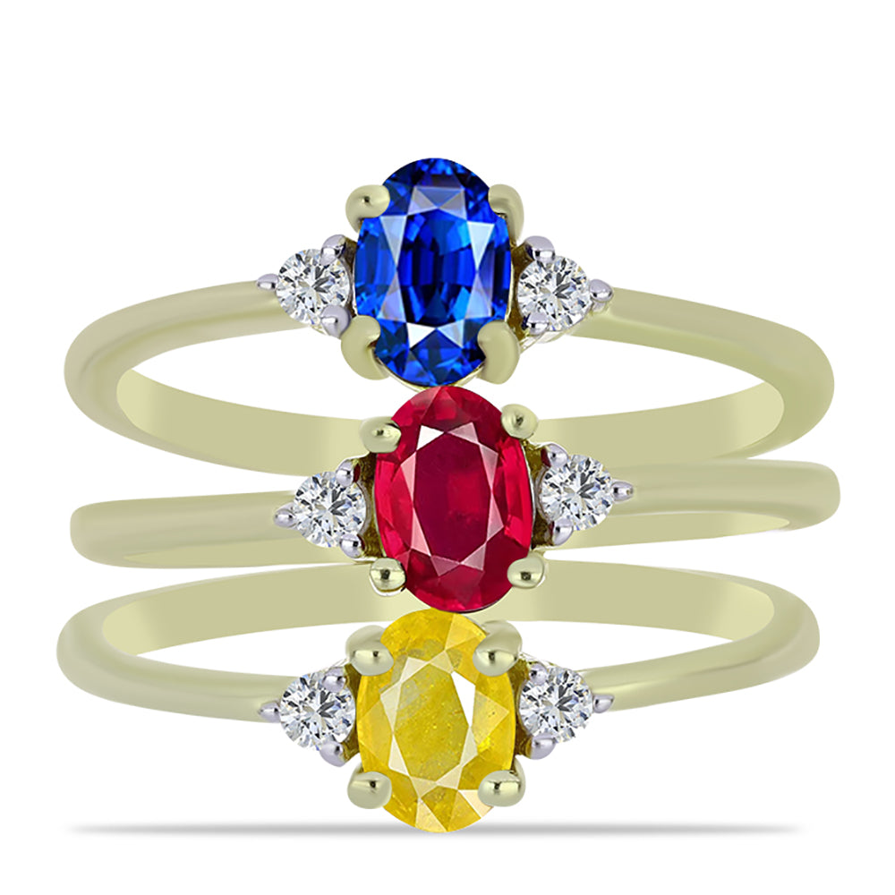 Set din Argint 925 Placat cu Aur ( 4.05 grame ) cu Rubin Malagasy și Safir Albastru Australian 2.15 Carate ( Inel )