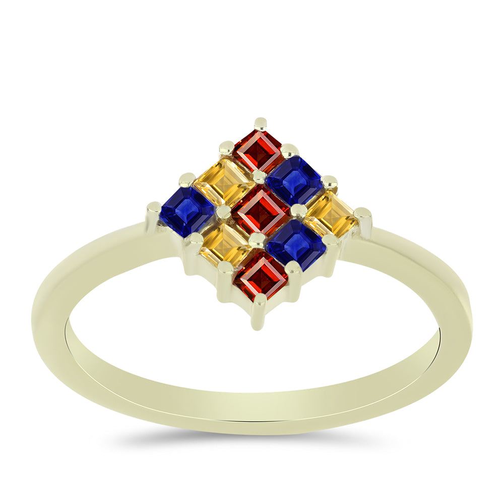 Inel din Argint 925 Placat cu Aur ( 2 grame ) cu Safir Rosebery Curcubeu 0.48 Carate 3 