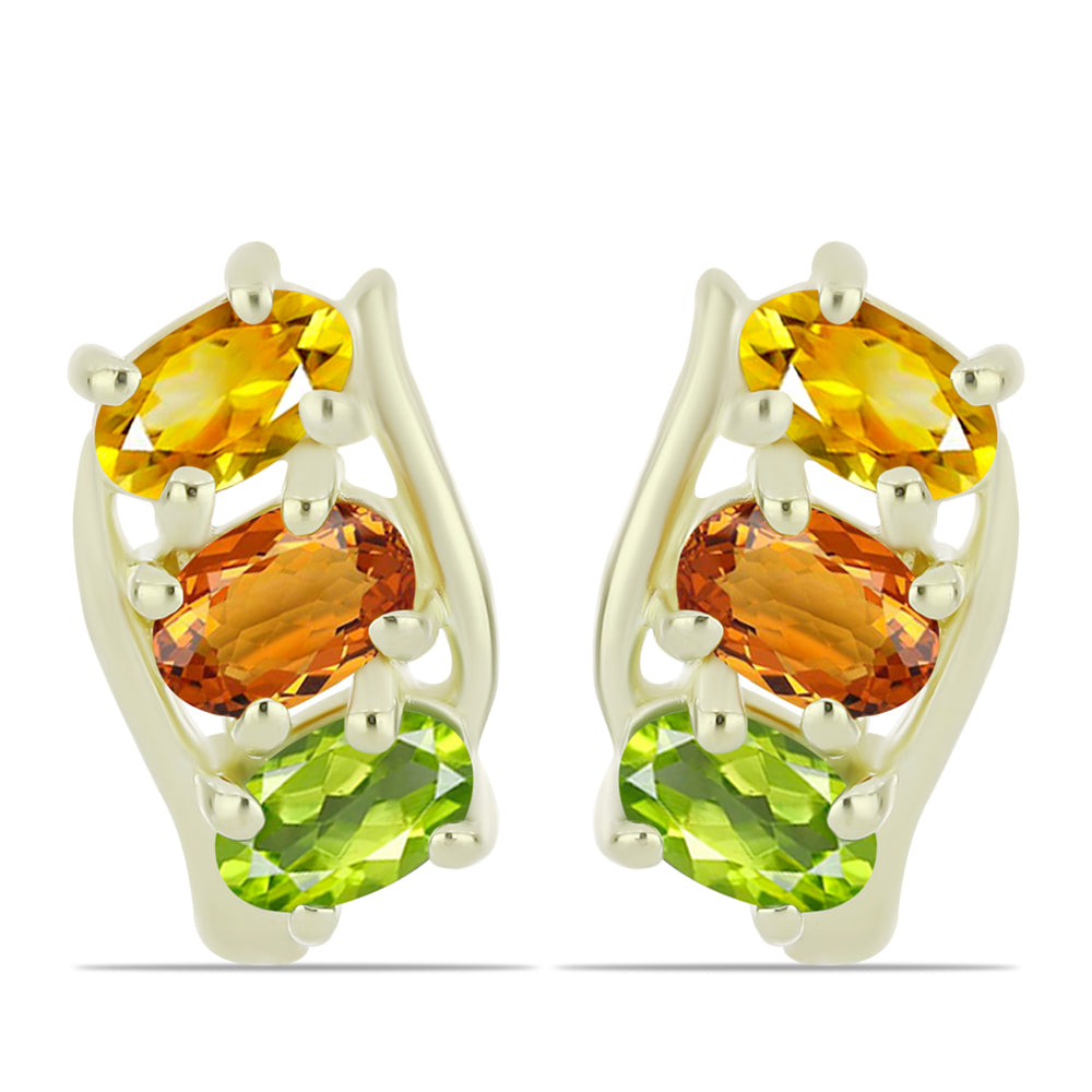 Cercei din Argint 925 Placat cu Aur ( 2.86 grame ) cu Safir Rosebery Curcubeu 1.98 Carate 1 