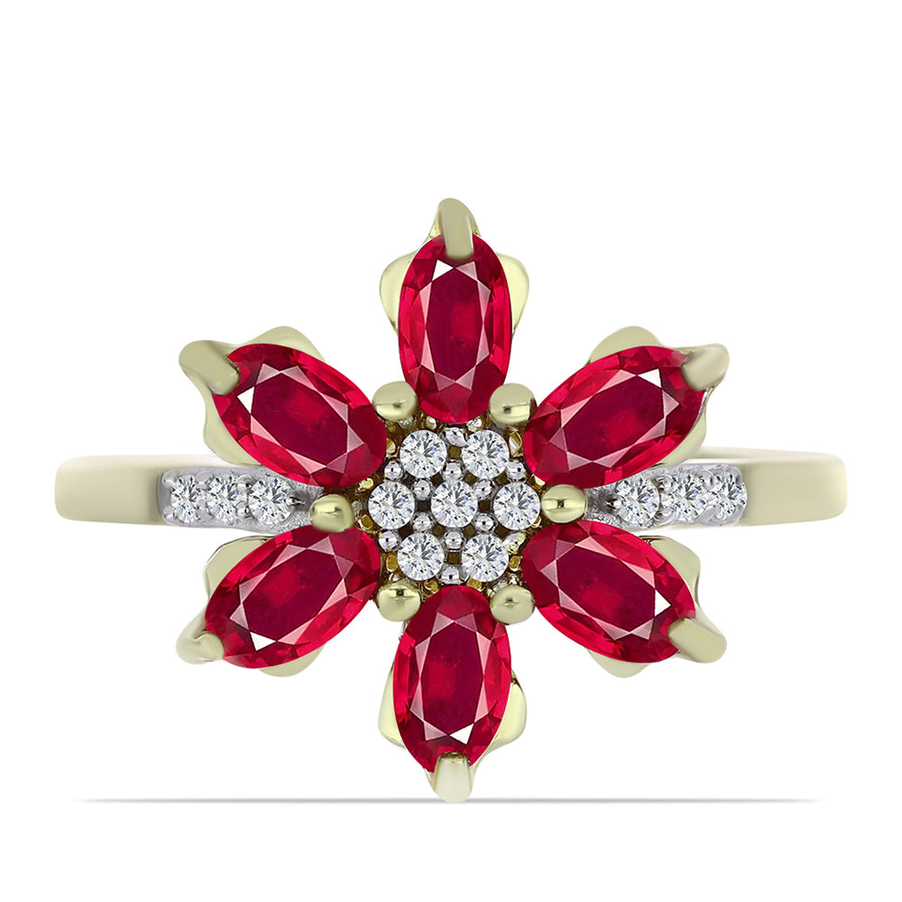 Inel din Argint 925 Placat cu Aur ( 2.6 grame ) cu Rubin Malagasy și Topaz Alb 2.18 Carate 1 