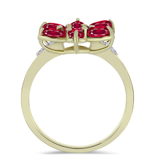 Inel din Argint 925 Placat cu Aur ( 2.6 grame ) cu Rubin Malagasy și Topaz Alb 2.18 Carate