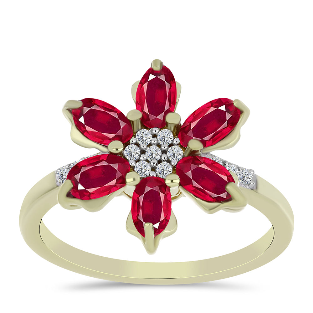 Inel din Argint 925 Placat cu Aur ( 2.6 grame ) cu Rubin Malagasy și Topaz Alb 2.18 Carate 3 