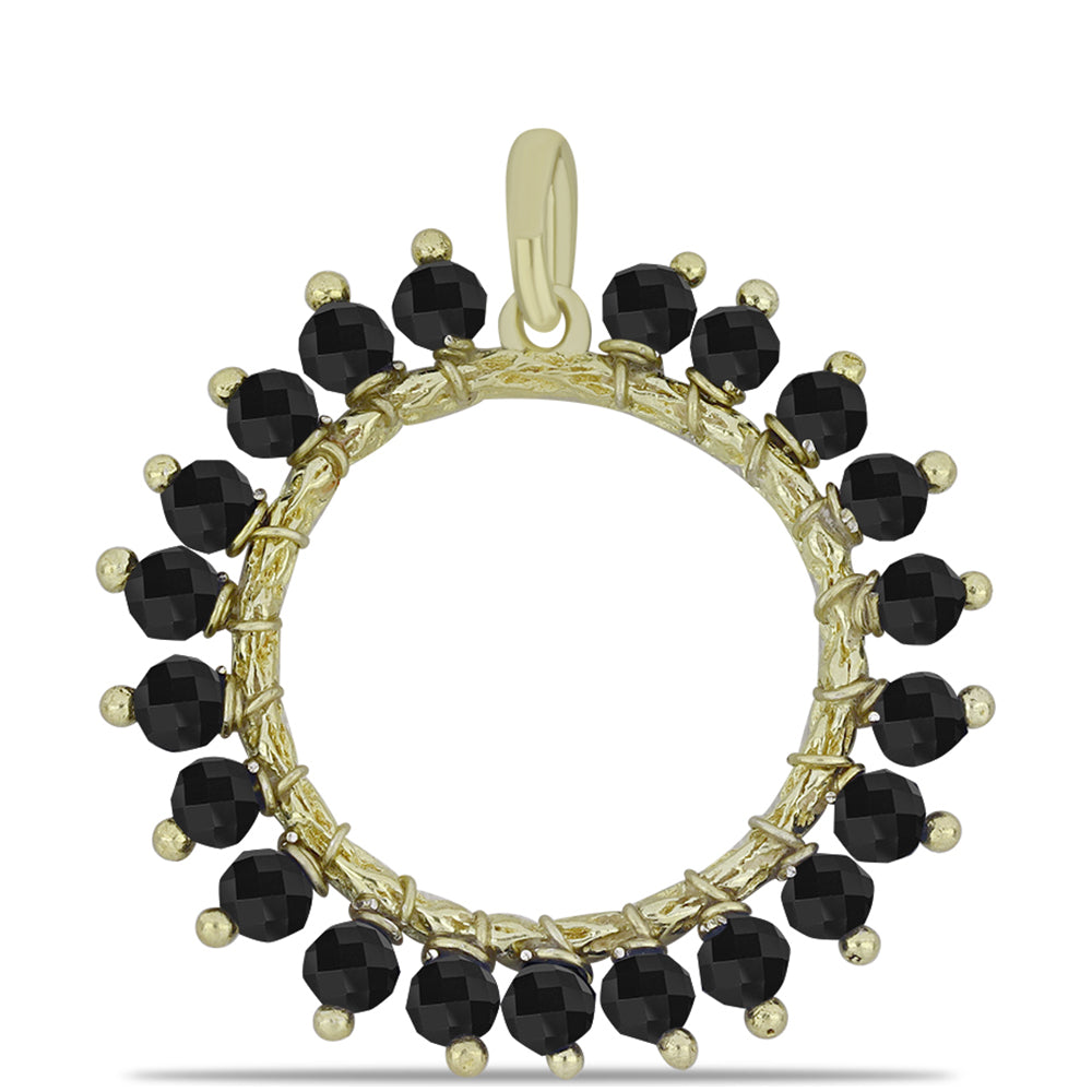 Pandantiv din Argint 925 Placat cu Aur ( 1.64 grame ) cu Onix Negru Suwar 7.1 Carate