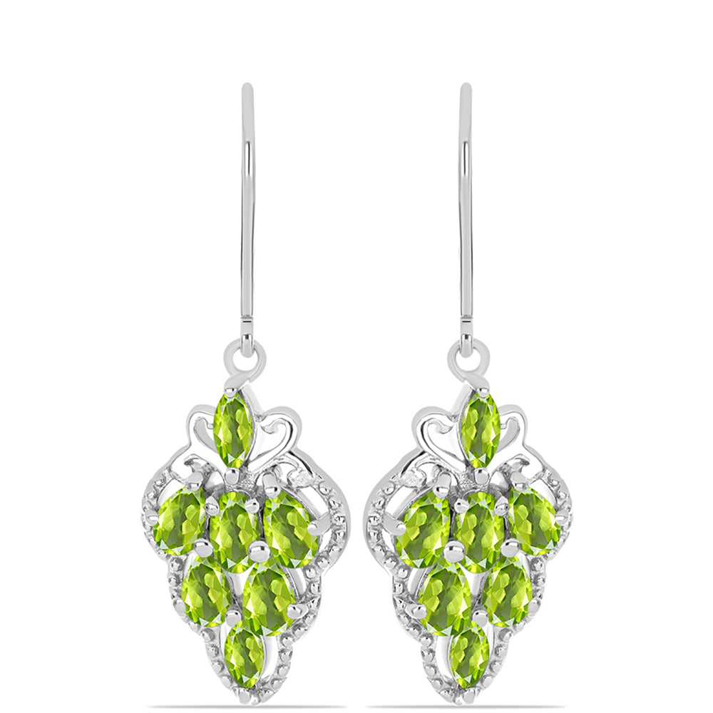 Cercei din Argint 925 ( 4.6 grame ) cu Peridot Changbai 3.06 Carate 1 