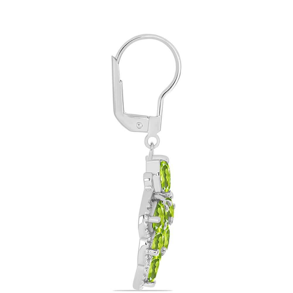 Cercei din Argint 925 ( 4.6 grame ) cu Peridot Changbai 3.06 Carate 2 