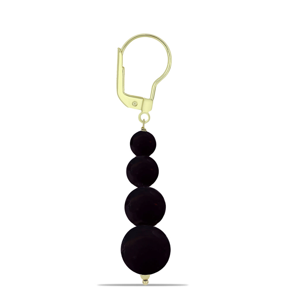Cercei din Argint 925 Placat cu Aur ( 1.03 grame ) cu Onix Negru Suwar 24.7 Carate 2 