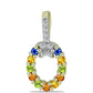 Pandantiv din Argint 925 Placat cu Aur ( 1.23 grame ) cu Safir Rosebery Curcubeu și Topaz Alb 0.63 Carate
